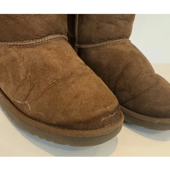 UGG Women's Chestnut Brown Bailey Bow II Short Sheepskin Boots Size 5 - Picture 6 of 8